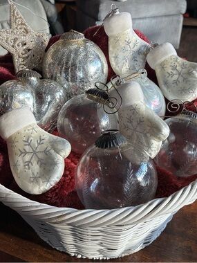 Vintage Ornament Lot of 11 Heavy Thick Kugel Style Glass & Mixed  Decor Set